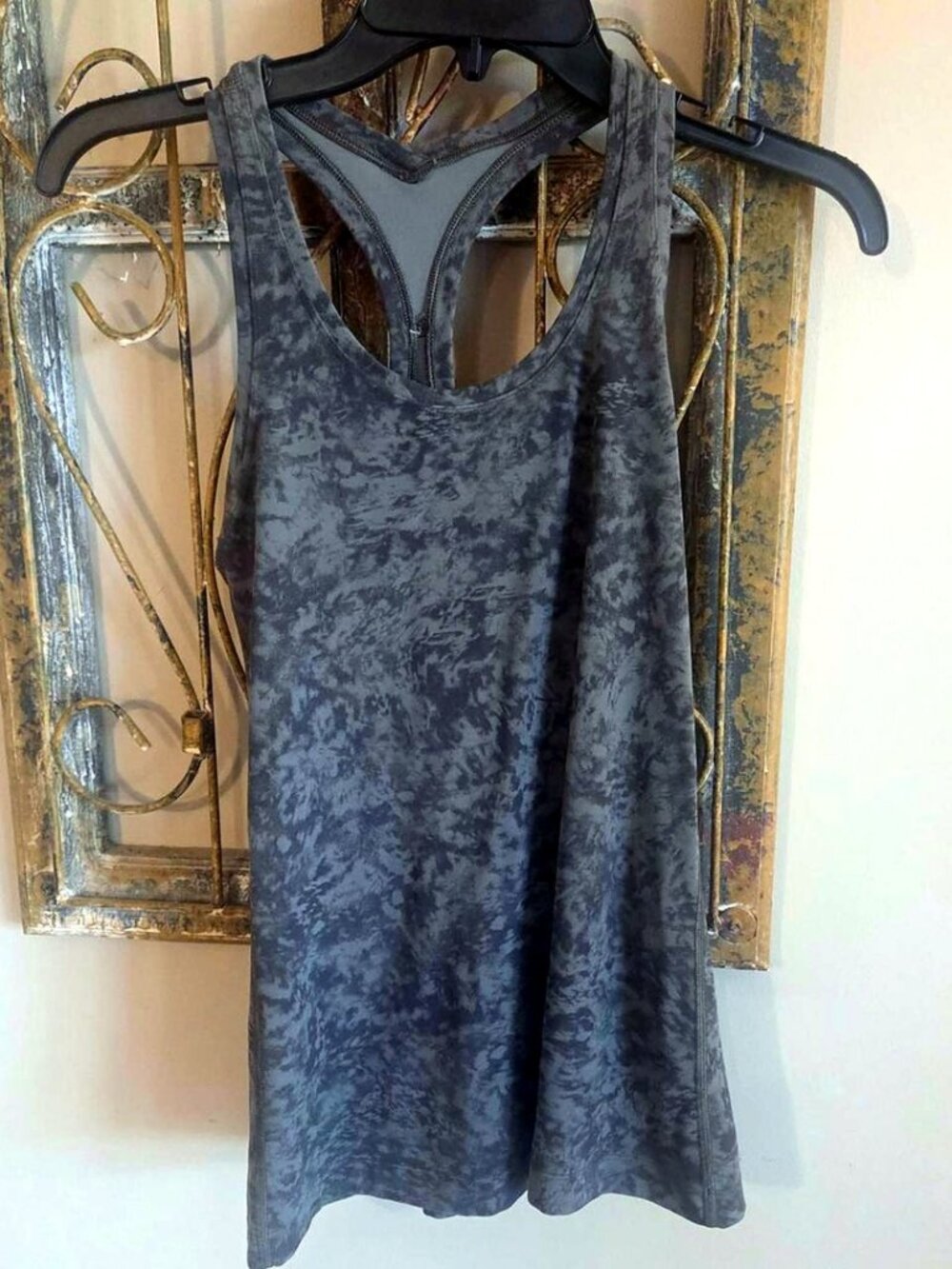 lululemon Racerback Tank Top Gray Black Camo Marble Print Size S